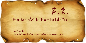 Porkoláb Koriolán névjegykártya